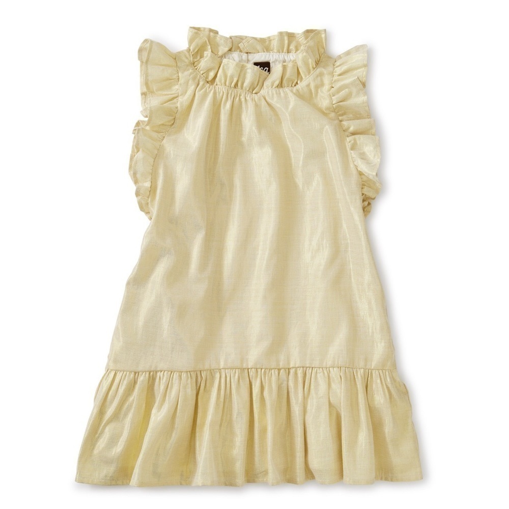 Tea Collection Gold Metallic Ruffle Dress 6 - Picture 2 of 9